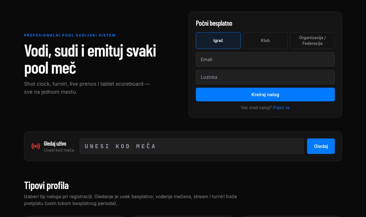 Registracija i profil